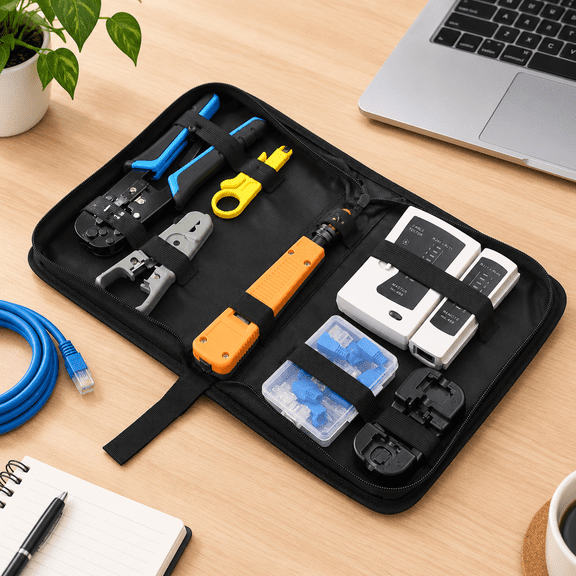 7-in-1 Network Tool Kit with Carrying Case, RJ45 Crimping and Cable Testing