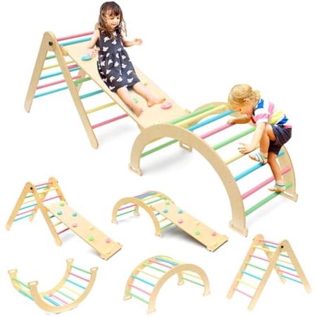7-in-1 Pickler Triangle Set, Montessori Arch, ramp, Triangle Climbing Learning Toys, Children's Indoor and Outdoor Climbing Toys, Climbing Indoor Jungle Gym, Gifts for Toddlers