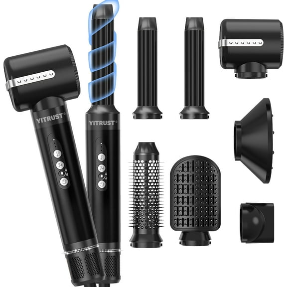 7-in-1 Professional Hot Air Styler Kit, Complete Hair Dryer Brush System with 110,000 RPM Motor for Volumizing, Smoothing & Auto-Wrapping Curls