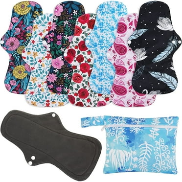 7 in 1 Reusable Menstrual Pads Washable Overnight Cloth Panty Liners Period Pads 13x7.5inch