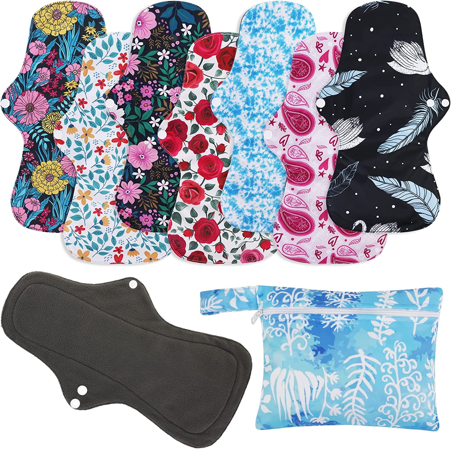 7 in 1 Reusable Menstrual Pads Washable Overnight Cloth Panty Liners