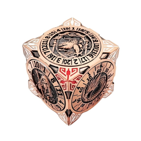 7-in-1 Spinning Metal Dice Set - Premium Alloy RPG Dice with 3D Fantasy Engravings, Multi-Function D4/D6/D8/D10/D12/D20/D100 for D&D, Tabletop Games & Collectors (Gyroscope Spin Design)