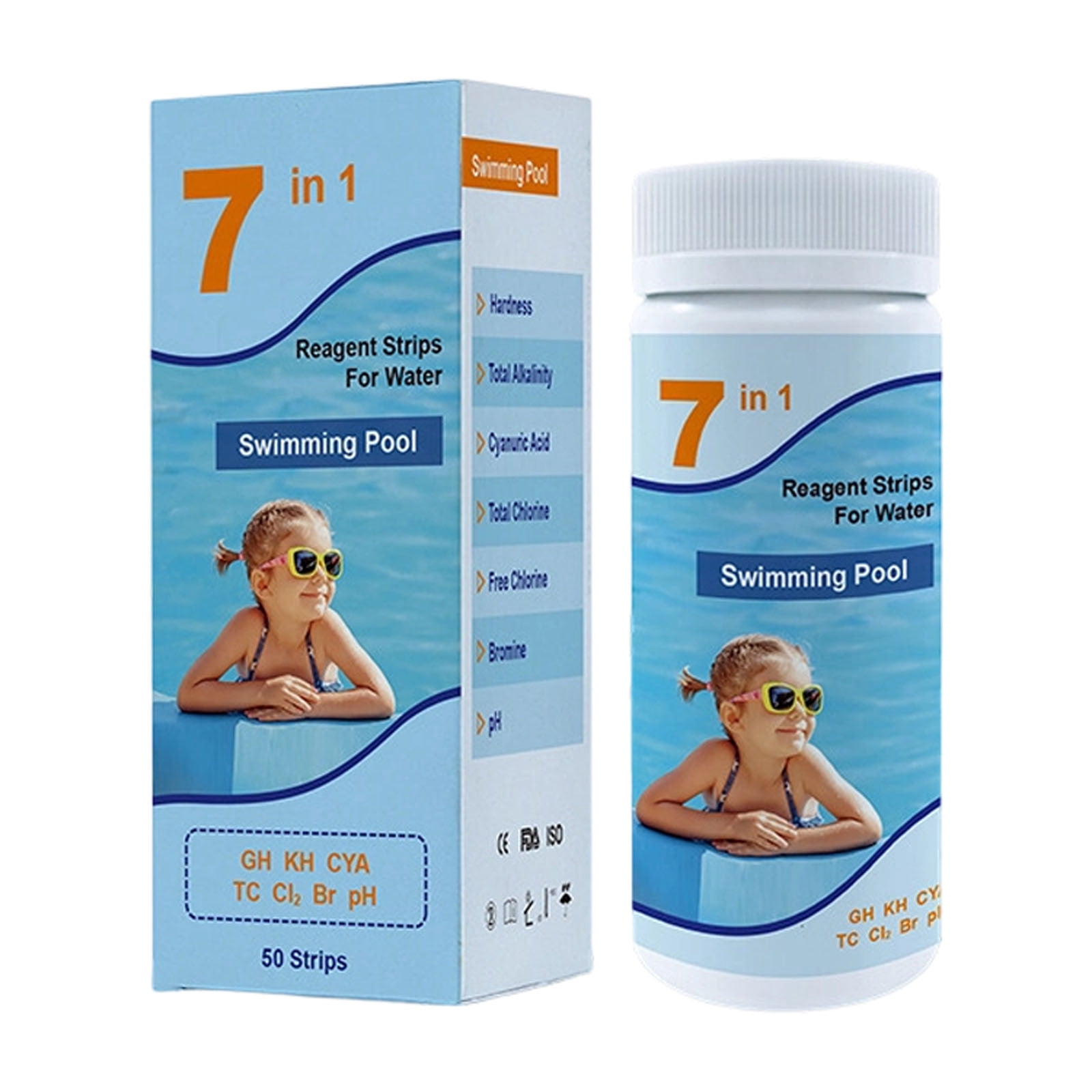 7-in-1 Swimming Pool & Spa Water Test Strips, 50 Count Accurate Water ...