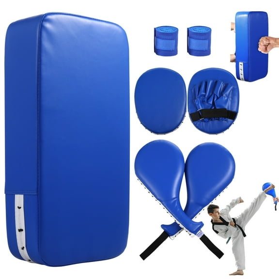 7-in-1 Taekwondo Kick Pad Set, Boxing Training Equipment, Martial Art Kicking Pad, PU Leather Boxing Focus Pad, Target Punching Pads & Hand Wraps for Karate, Sparring, MMA, Muay Thai