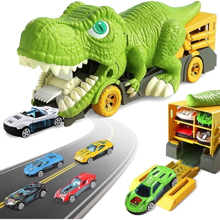 7 in 1 Toy Trucks for Kids Dinosaur Toys Dinosaur Carts for Kids 6 Pcs Small Car Toys
