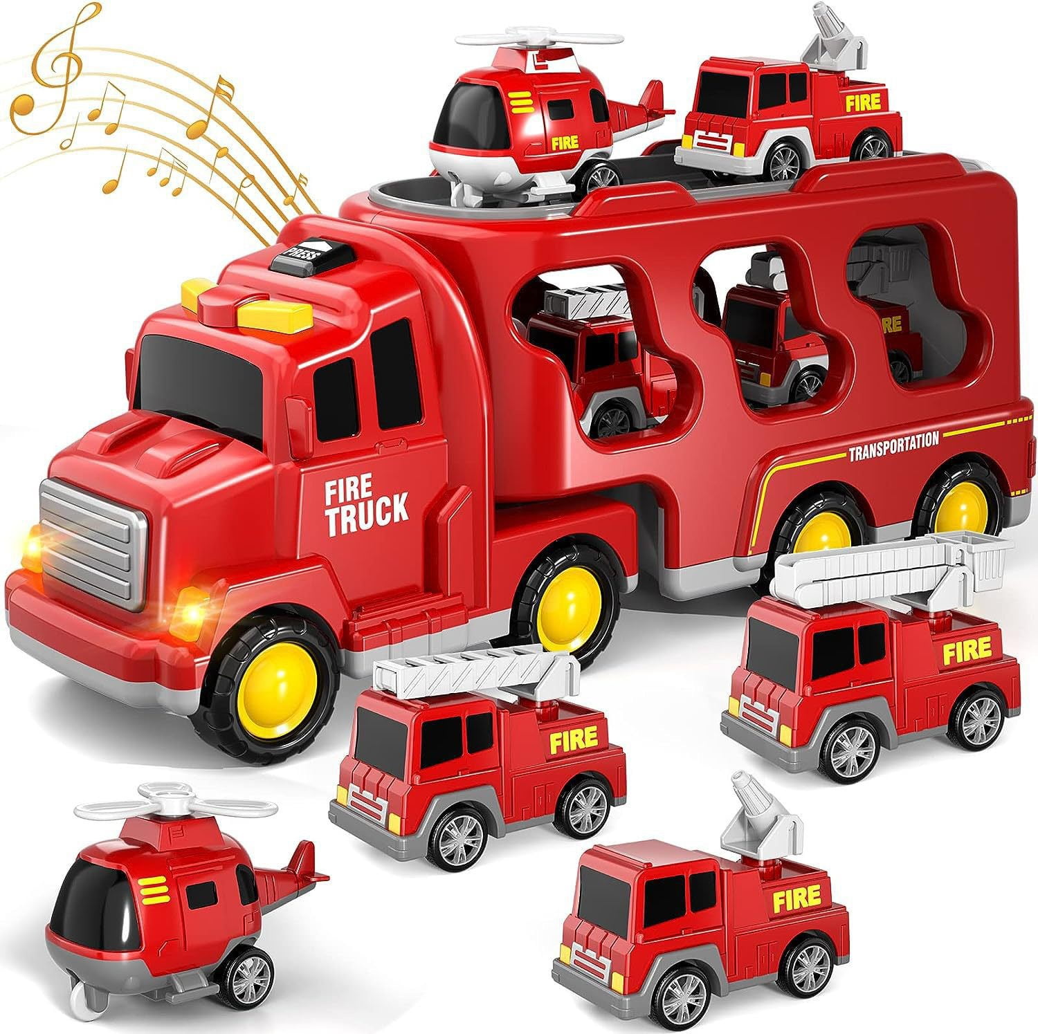 7 in 1 Trucks Cars Toys for 3+ 4 5 6 7 8 Year Old Boys Girls, Kids Toys Christmas Birthday Gifts