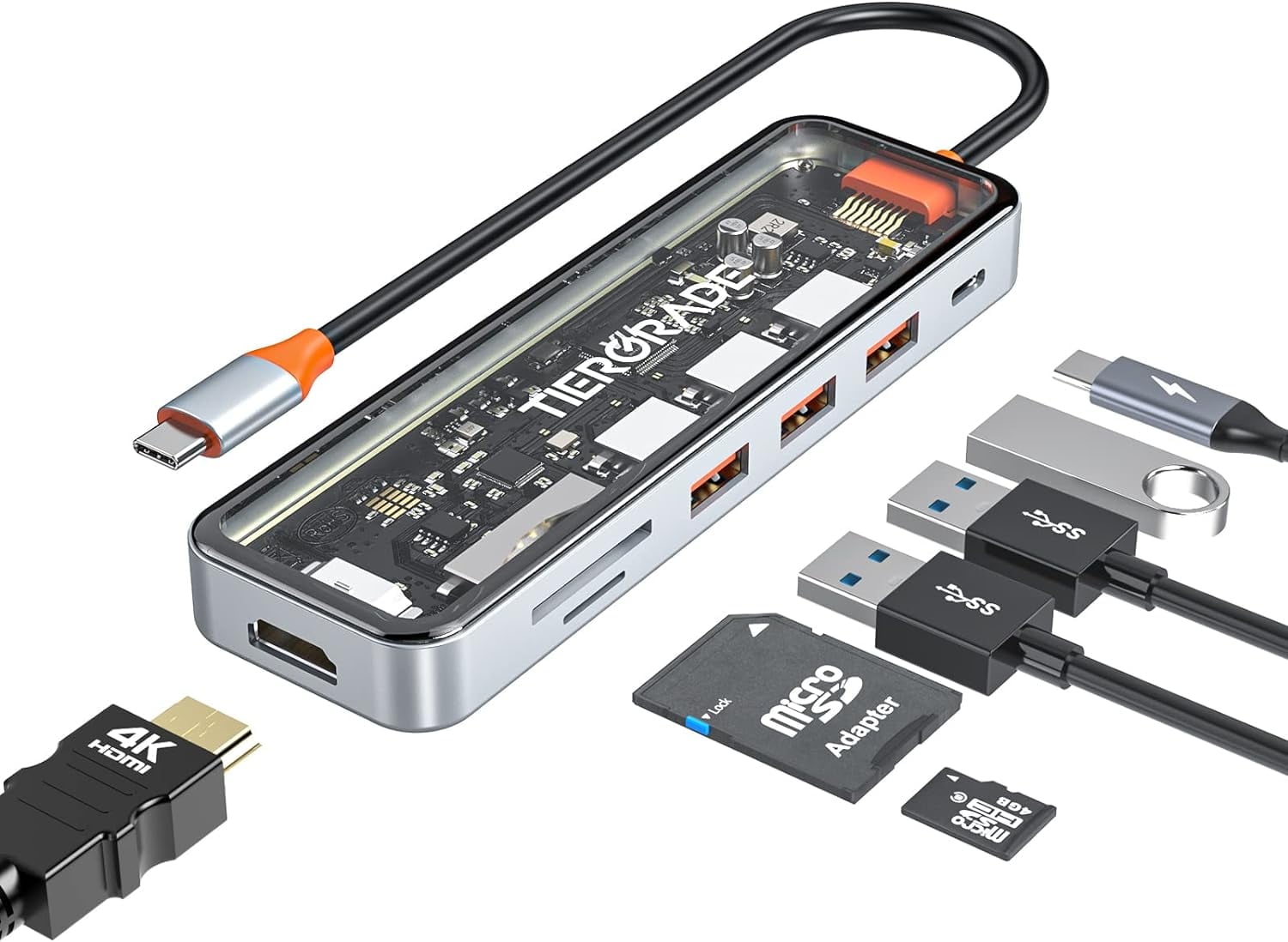 7-in-1 USB C Hub with 4K HDMI, 100W PD, 3 USB 3.0, SD/TF Card Reader - Compatible with MacBook Air/Pro, Dell PS, Chromebook & USB-C Devices