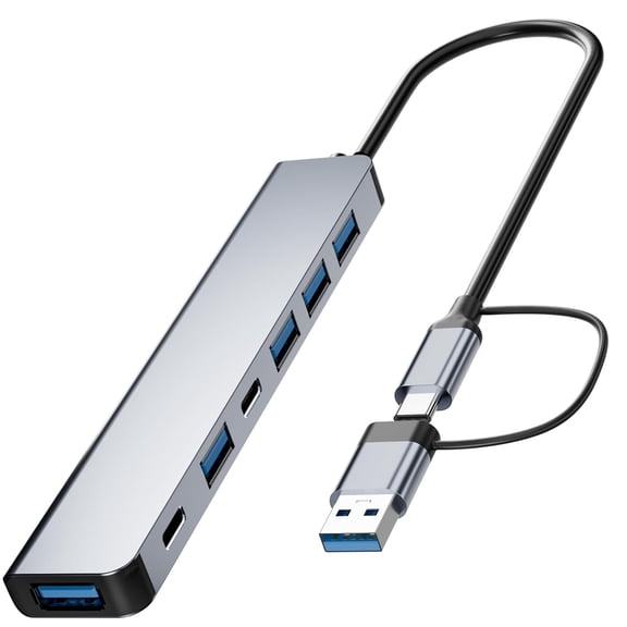 7 in 1 USB C & USB Hub with USB 3.0, USB 2.0 Ports for PC/Laptops/MacBook Pro/Air/iMac/iPad and More Devices