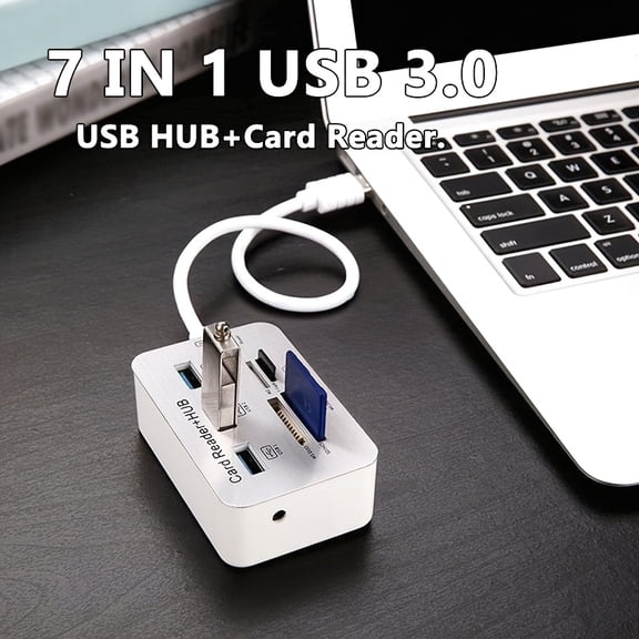 7-in-1 USB Type-C 3.0 Hub, With 3-port And 4-port Extenders - SD/TF/MS, M2 Memory Card Reader Adapter, Suitable For PC, Notebook, Mouse, Keyboard, MMC, USB Flash Drive