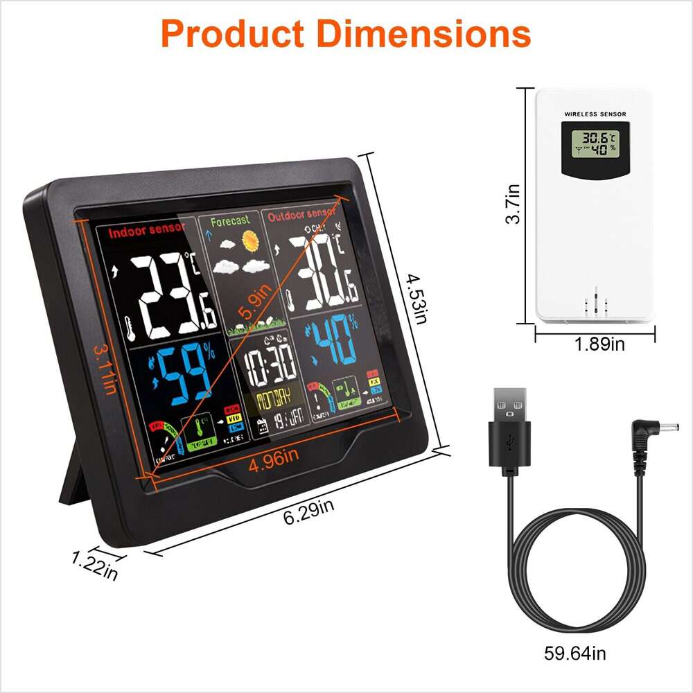 7in1 Weather Station Atomic Digital Clock Wireless Indoor Outdoor