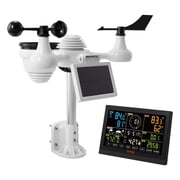 7-in-1 Wi-Fi Weather Station with 7.5 Color Display Home Indoor Outdoor Weather Station Solar-Powered Wireless Outdoor Sensor & Alarm Alerts for Temperature Humidity Wind Speed Direction & Rain