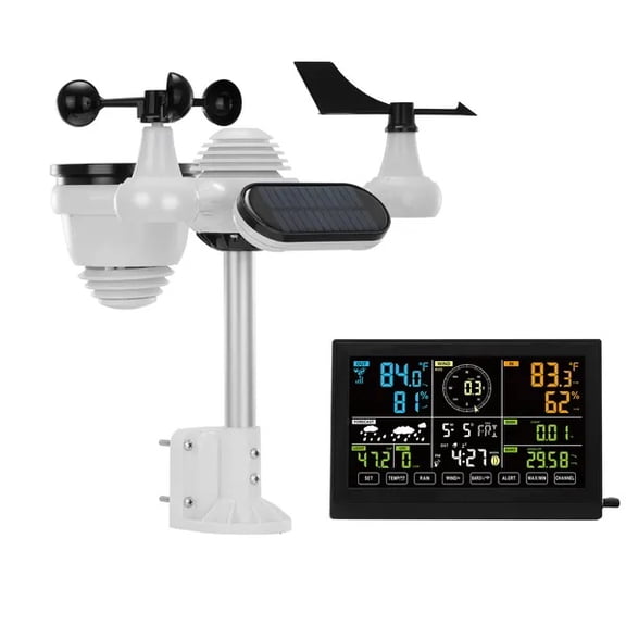 7-in-1 Wireless Weather Station, 7.5 in Color Display, Digital Weather Station Indoor Outdoor, for Temperature Humidity Wind Speed/Direction Rain UV, with Forecast Data, Alarm, Alerts-NO WIFI