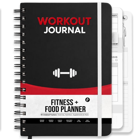7-in-1 Workout Journal for Men, All-in-One Fitness Journal & Workout Log Book for Weight Lifting, Nutrition, Macros, Body Goals & Health | Red