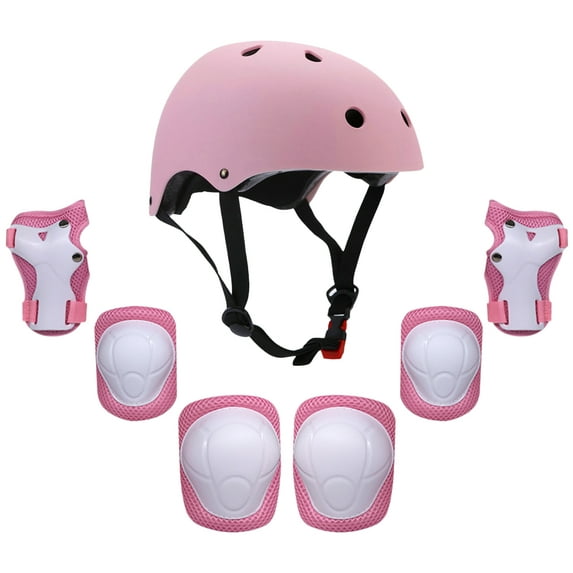 MIXFEER Kids 7 in 1 Helmet and Pads Set Adjustable Kids Knee Pads Elbow Pads Wrist Guards for Scooter Skateboard Roller Skating Cycling
