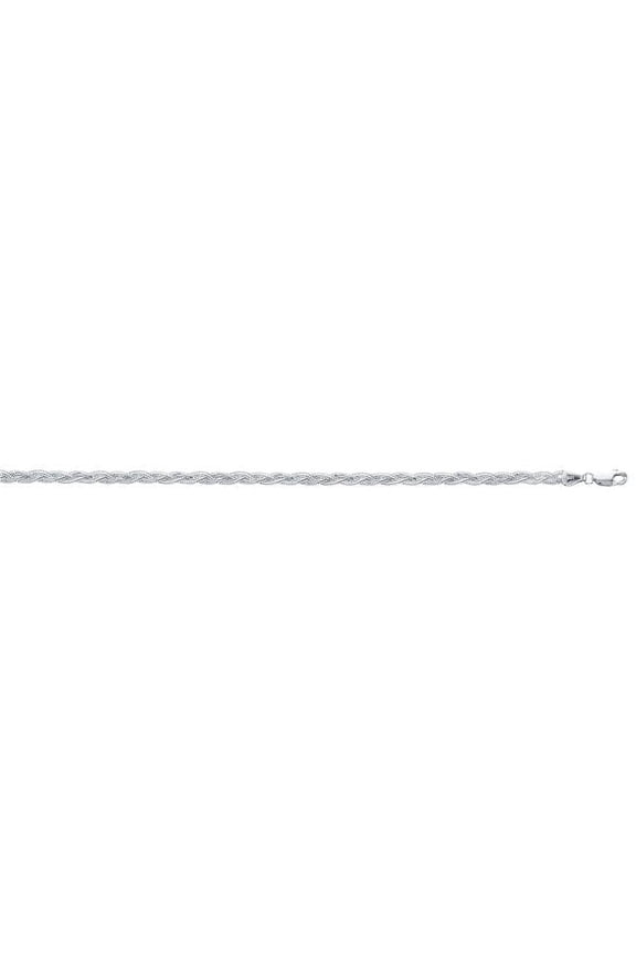 7 in. 14K White Gold Braided Fox Chain with Lobster Clasp