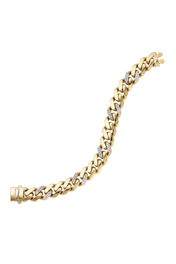 7 in. 14K Yellow Gold Modern Lite Miami Cuban with Diamonds Chain & Box with Both Side Push Clasp