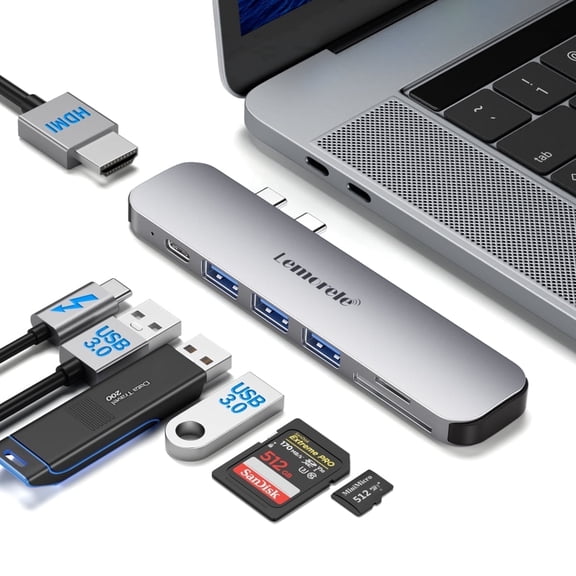 7-in-2 Aluminum USB-C Docking Station for Macbook with 4k Screen Projection, 100w Fast Charging, 40gbps Ultra-Speed Transfer, SD/TF Card Slot, and USB A 3.0 Data Port