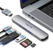 7-in-2 Aluminum USB-C Docking Station for Macbook with 4k Screen Projection, 100w Fast Charging, 40gbps Ultra-Speed Transfer, SD/TF Card Slot, and USB A 3.0 Data Port