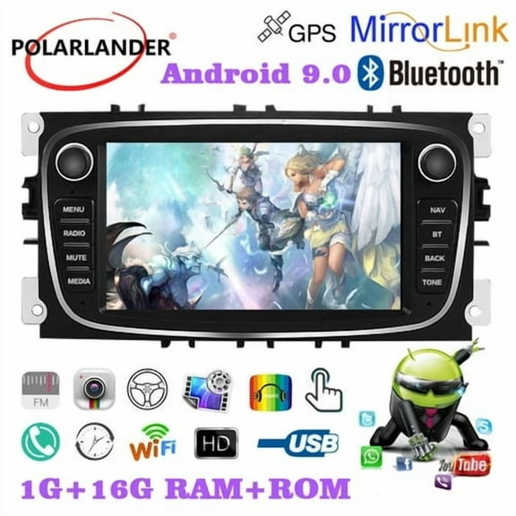 7 in 2 Din Touch Screen Bluetooth Android 9.0 Car Radio GPS MP5 Player For Ford Focus SMax Car Stereo Car Audio