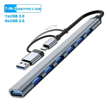 7-in-2 USB C HUB 3.0 Type C HUB 4/7 Port Multi Splitter OTG Adapter USB Power Adapter for Macbook Pro 13 15 Air Mi Pro PC Laptop (7 Ports)