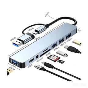 8 in 1 USB C Hub, 4 USB Ports, USB-C, TF SD Card Reader, 3.5mm Audio Jack for MacBook iPad Laptops-MAOLAI
