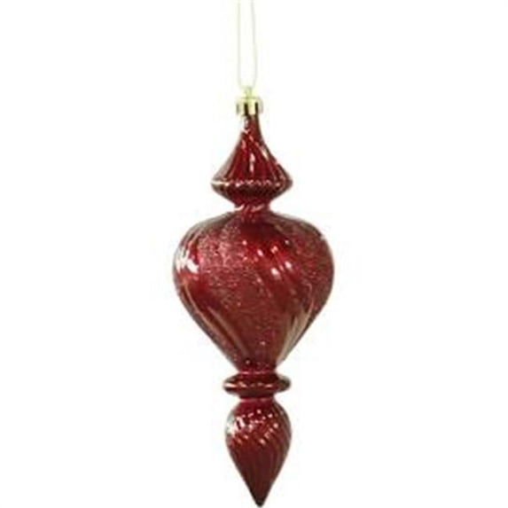 7 in. Burgundy Finial 4 Finish Assorted Color Christmas Ornament - 8 per Box