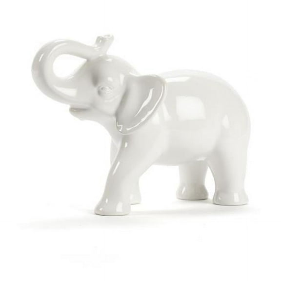 7 in. Ceramic Elephant Statue, White - Medium