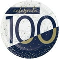 thumbnail image 1 of 7 in. Dia. Navy & Gold Milestone 100th Birthday Luncheon Paper Plate, 1 of 1