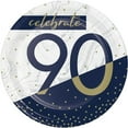 thumbnail image 1 of 7 in. Dia. Navy & Gold Milestone 90th Birthday Luncheon Paper Plate, 1 of 1
