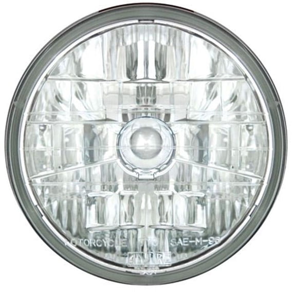 7 in. Diamond Cut 3K Headlamp with H4 Bulb, Three Lines On Clear Lens