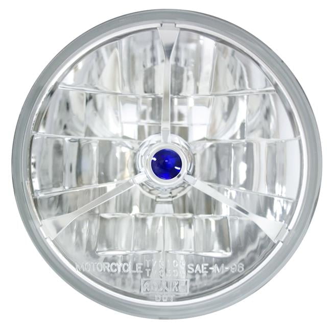 7 in. Diamond Cut Trillient Headlamp with H4 Bulb - Blue Dot & Tri-Bar