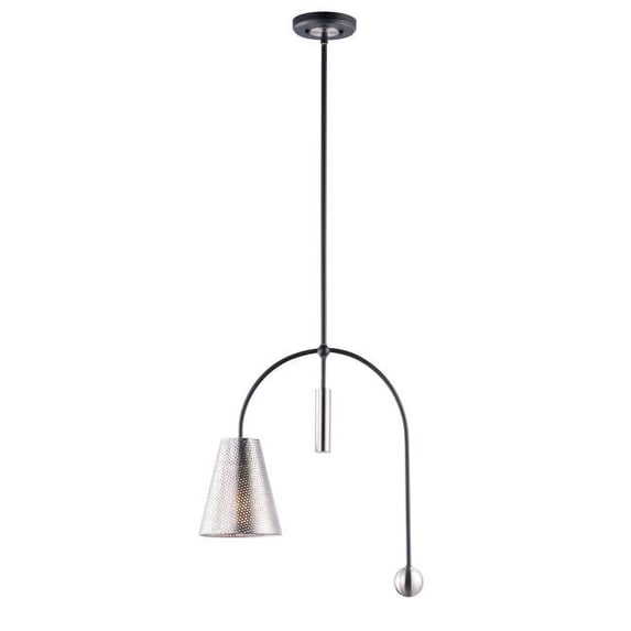 7 in. Filter One-Light Single Pendant Ceiling Light, Black & Satin Nickel