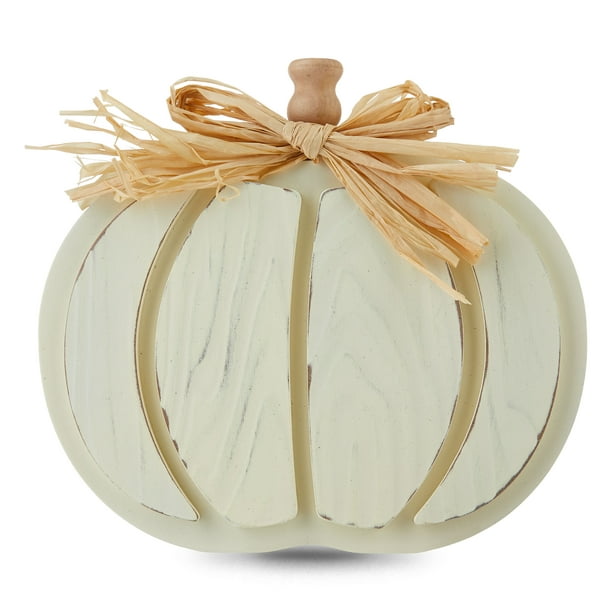 7 in Harvest Pumpkin Tabletop Decoration, White, Way to Celebrate ...