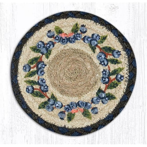 7 in. Jute Round Blueberry Vine Large Coaster