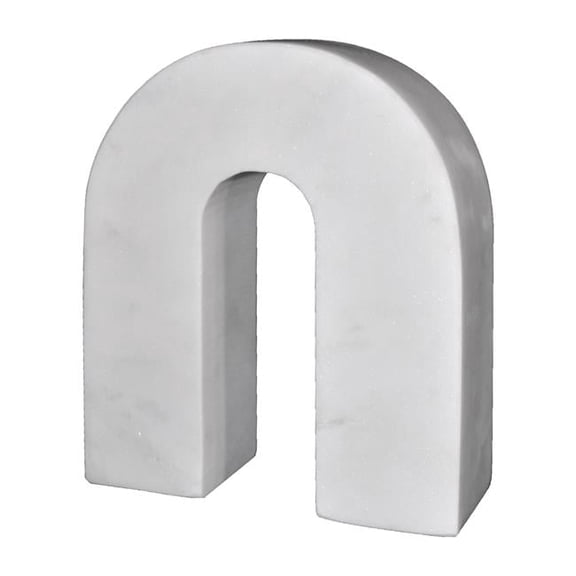 7 in. Marble Horseshoe Tabletop Decor, White
