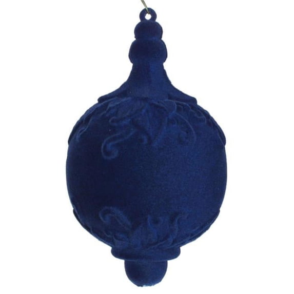 7 in. Midnight Blue Flckd Drop Finial Ornament - 3 per Bag