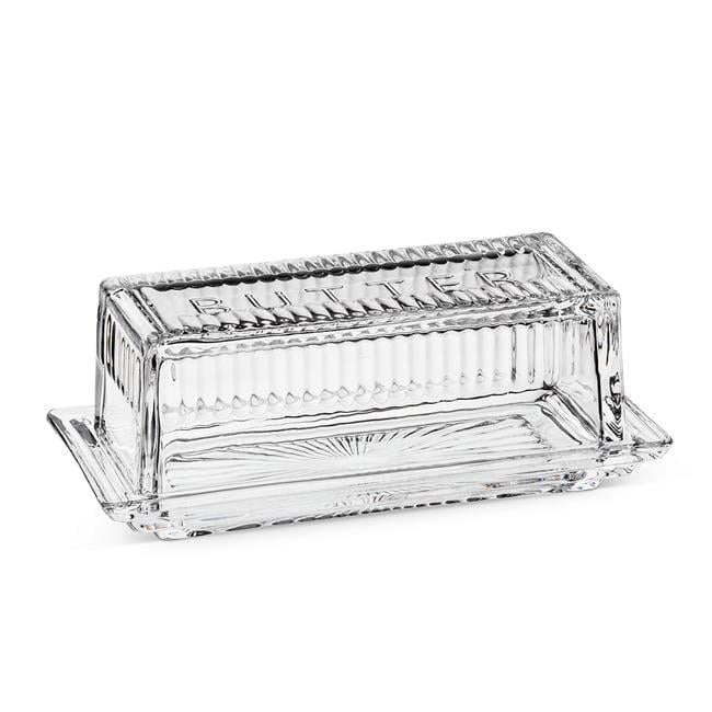 Clear Glass 7-Inch Covered Butter Dish