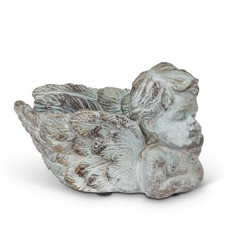 7 in. Resting Cherub Planter, Grey