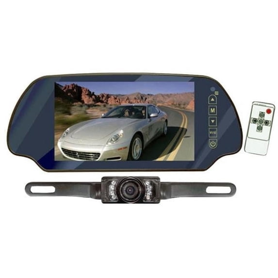 7 in. TFT Mirror Monitor with License Plate Mount Rear View Night Vision Camera