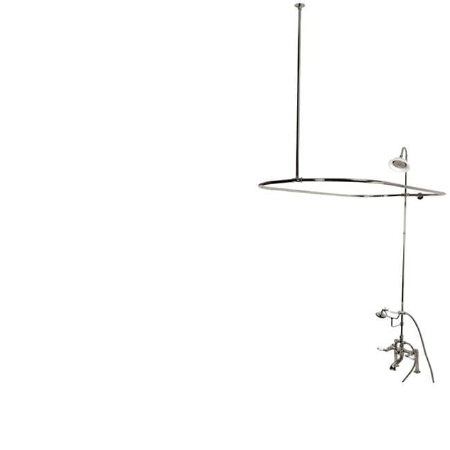 7 in. Vintage Deck Mount Center Clawfoot Tub Fixture with Shower Riser ...