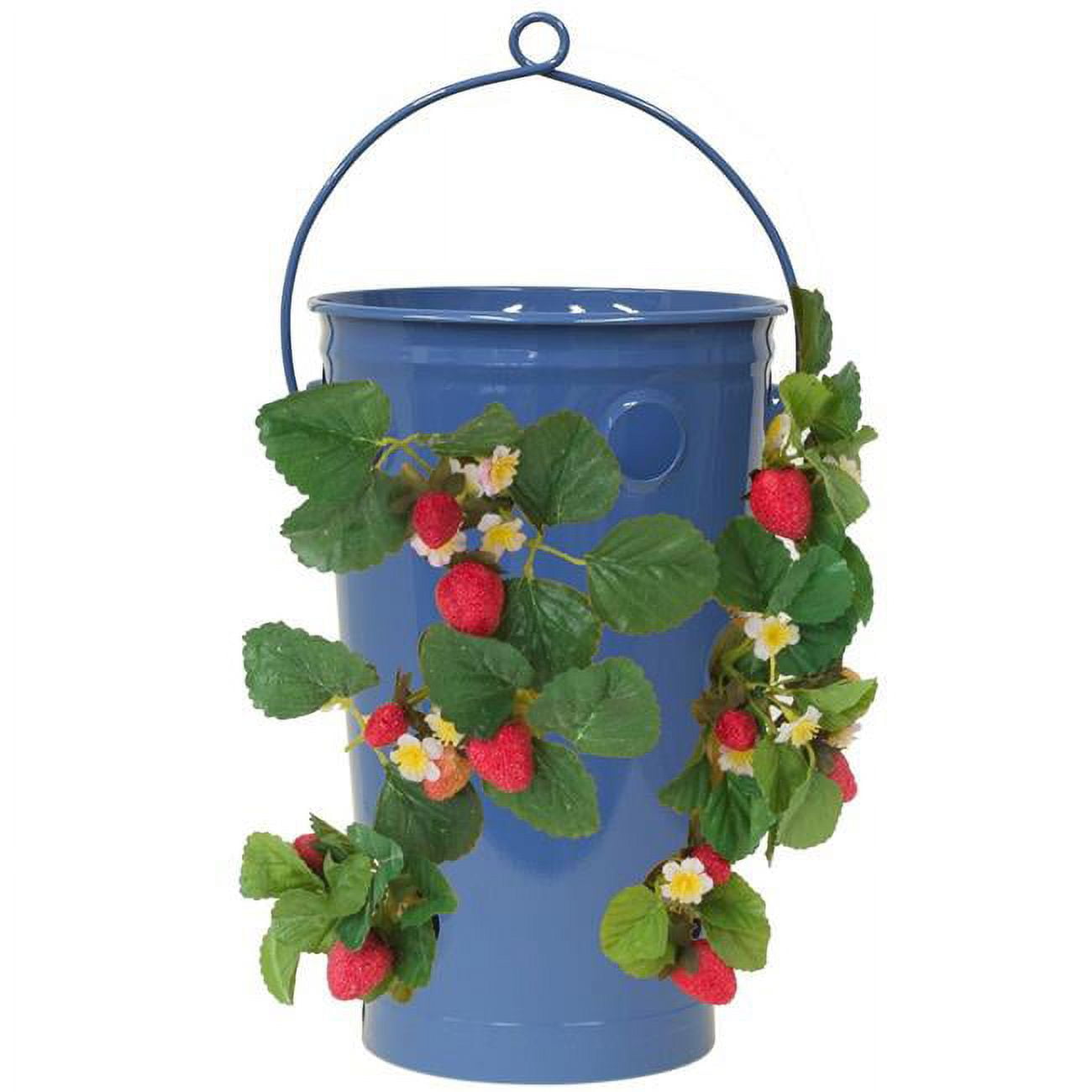 7 in. dia. x 13 in. Enameled Galvanized Strawberry & Flower