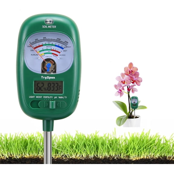 7-in-one Soil Test Kit, Soil Moisture Meter/Soil ph Meter/Fertility Soil Tester, Soil Hygrometer for Garden, Farm, Plant, Outdoor, Indoor, Lawn Care Moisture Meter for Hous Plants (No Battery Needed)