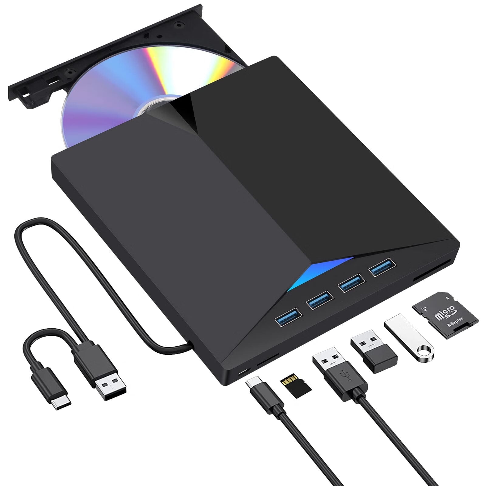 7 in1 External Cd/Dvd Drive for Laptop,Usb 3.0 Cd Dvd +/-Rw Drive ...