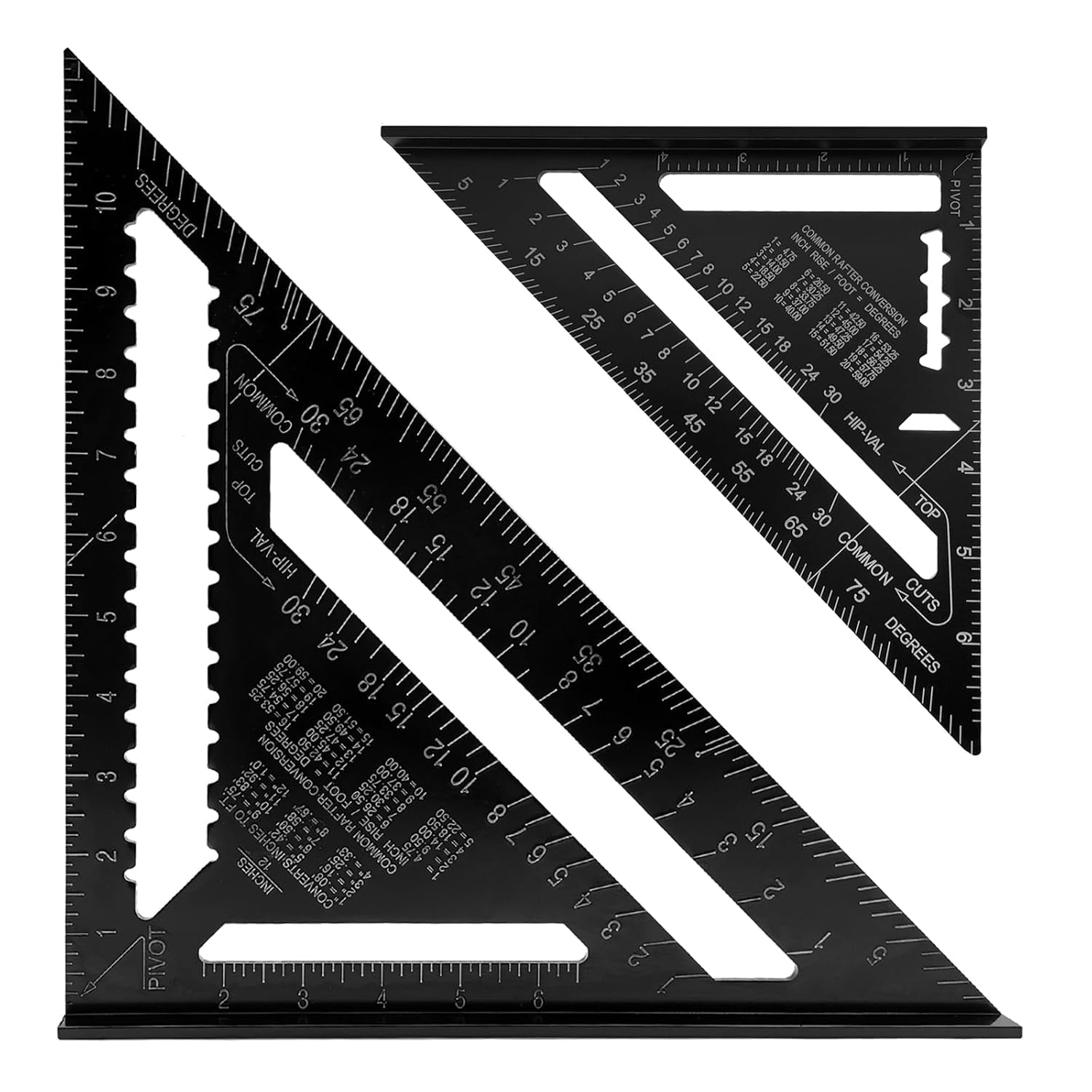 7 inch 12 inch Rafter Square Aluminum Alloy Double Scale Triangle Ruler ...