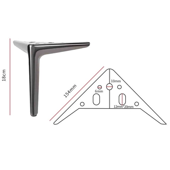 7 inch /18cm Shiny Silver Metal Furniture Legs Set of 1, Modern Style Furniture Legs, DIY Replacement for TV Stand, Sofa, Chair, Cabinet Cupboard