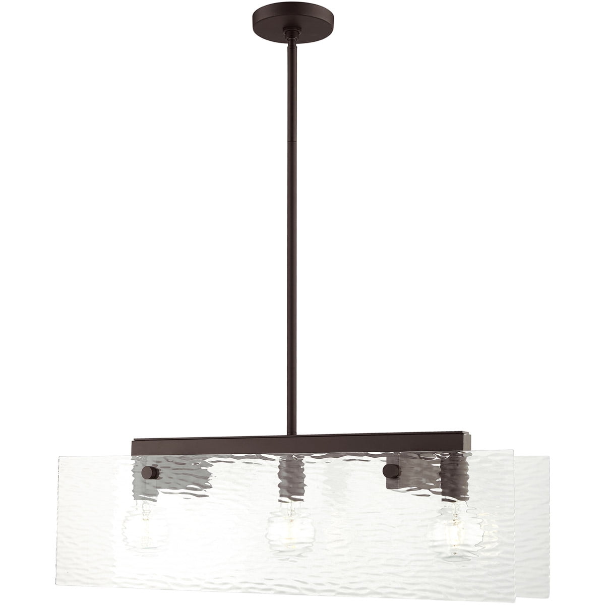Bronze 3-Light Kitchen Island Chandelier with Glass Shade