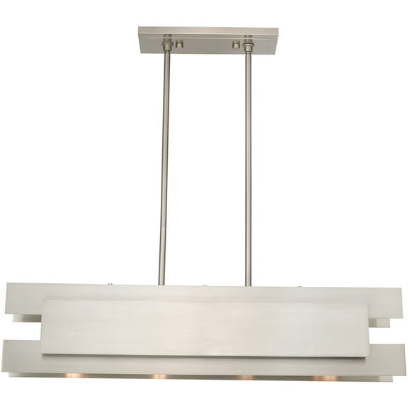 7 inch 4 Light Brushed Nickel Linear Chandelier with Brushed Nickel Metal Shade