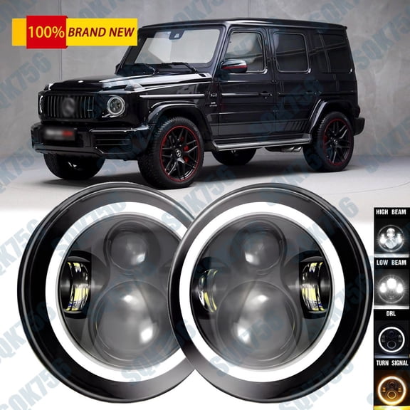 7" inch BLACK ABS Material Headlights For 02-06 Mercedes Benz W463 G Class Wagon