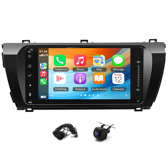 7-inch Car Stereo Radio GPS Navigation Android 14 Car Player with Carplay and Android Auto WiFi Bluetooth Quad Core 2+32G Mirror Link SWC with AHD Camera for Corolla 2014-2016 LHD