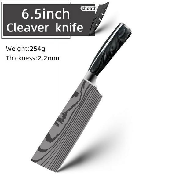 7-inch Cleaver Knife Laser Damascus Japanese Kitchen Knives with Unique Black Resin Handle,High Carbon Steel Forged Paring/Slicing/Santoku Knife